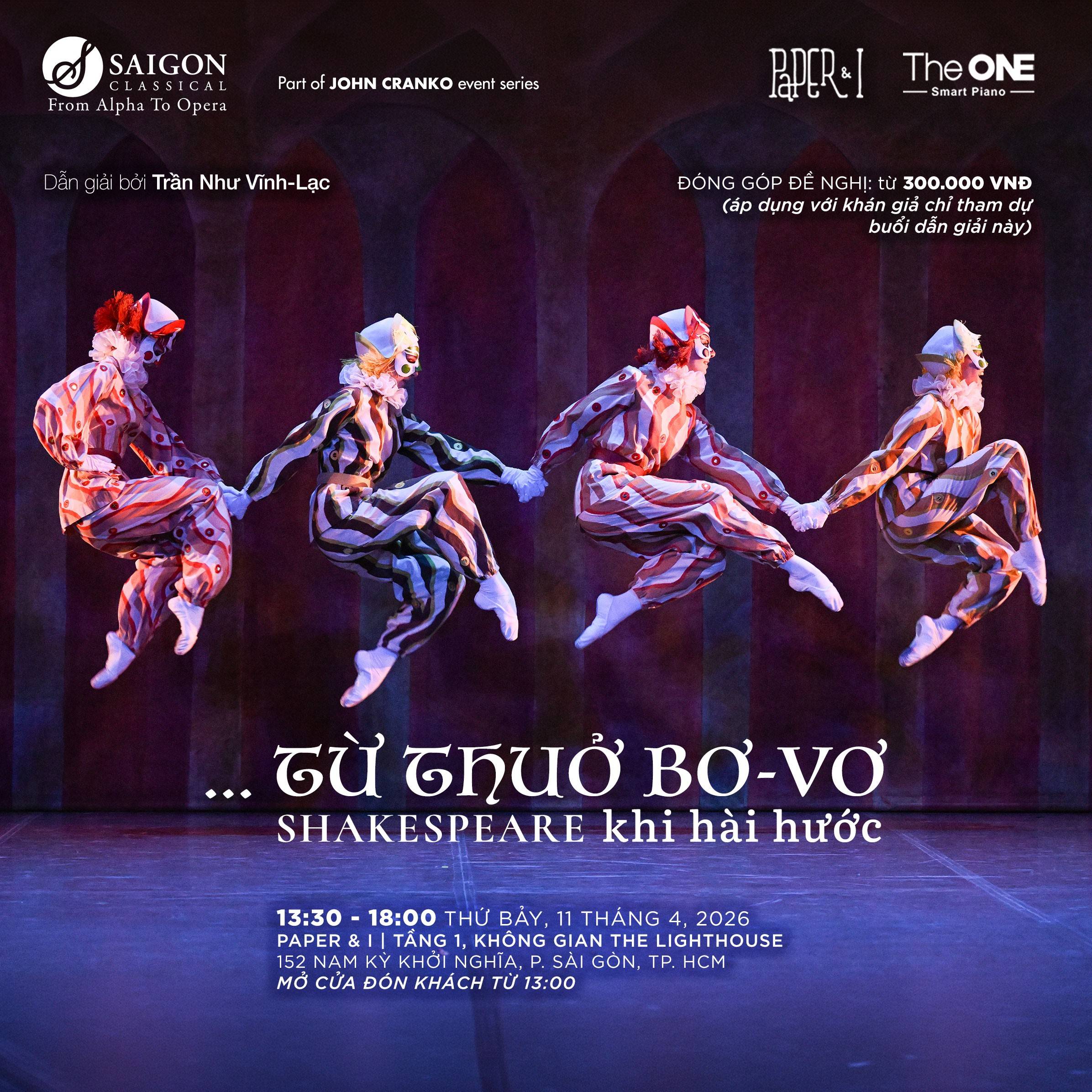 Talk: … TỪ THUỞ BƠ-VƠ – Shakespeare cũng có thể hài hước ft. Trần Như Vĩnh-Lạc (13:30, 11.04.2026)
